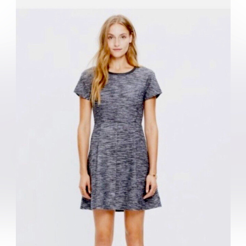 Madewell Black & Grey Textured Skater Dress (2) - EUC